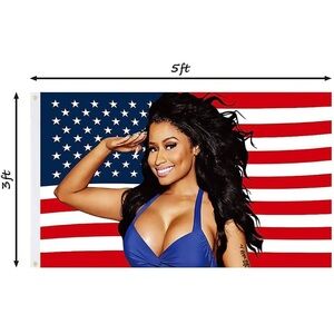 American Flag with Woman Print